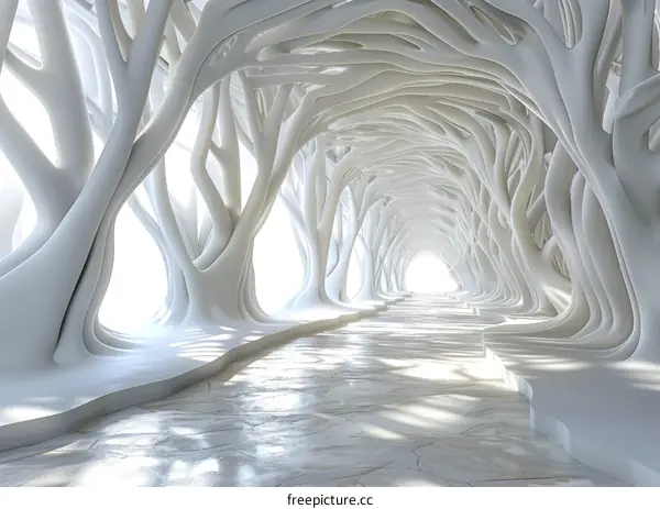 Mystical White Forest Pathway