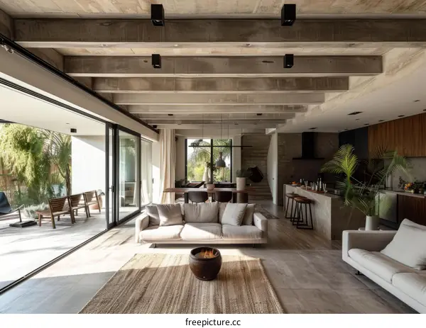 Minimalist Open-Plan Living Space with Natural Light