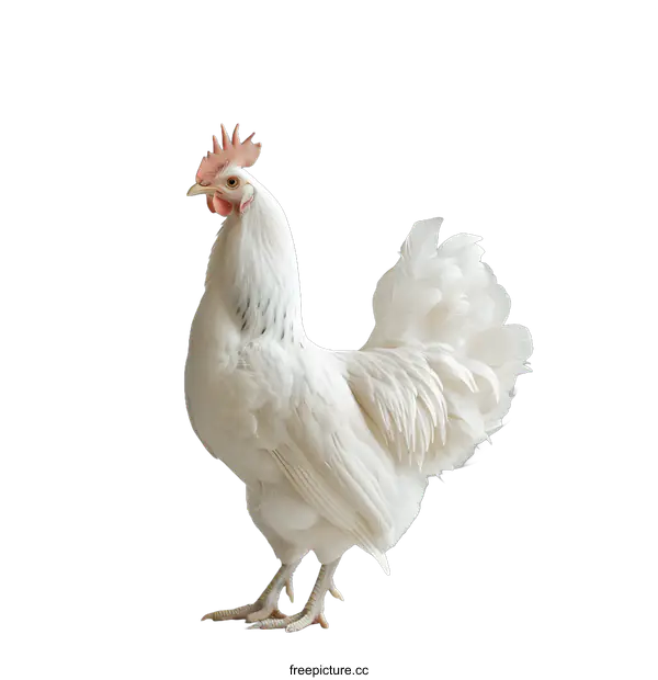 [Transparent Background PNG]A white rooster stands in front of a white background