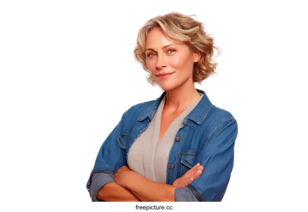 [Transparent Background PNG]Confident Mature Woman Portrait