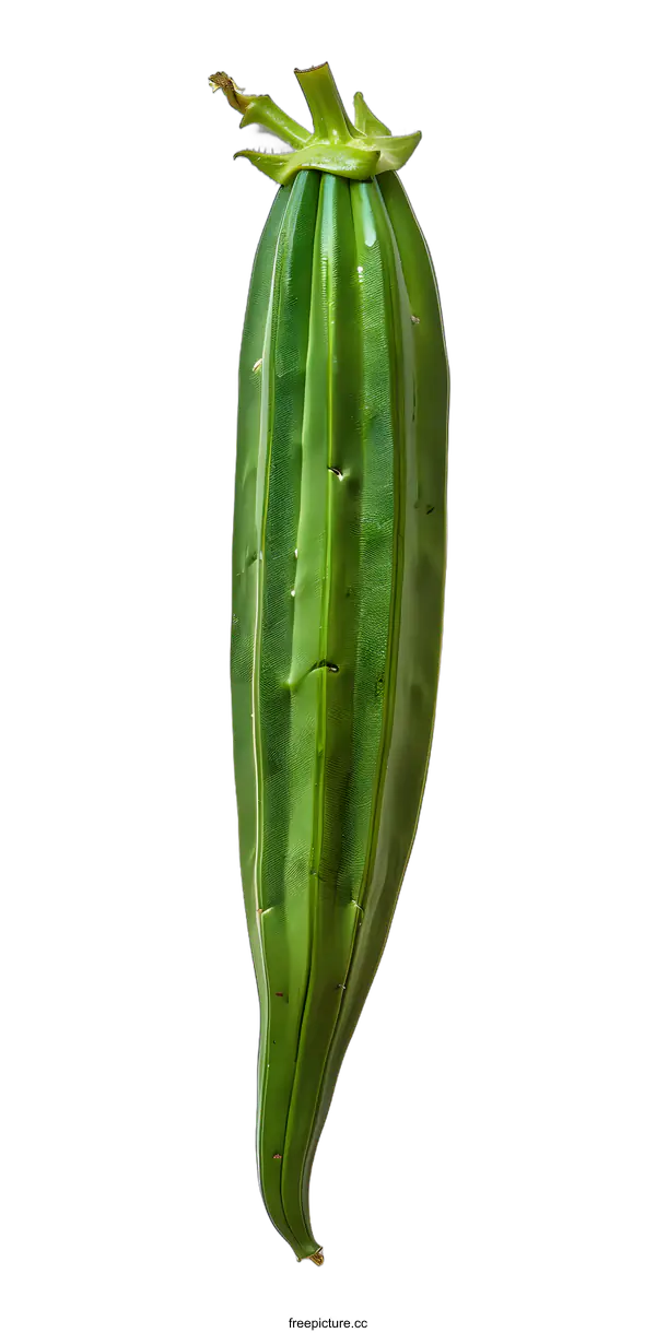 [Transparent Background PNG]Green Okra Vegetable on White Background