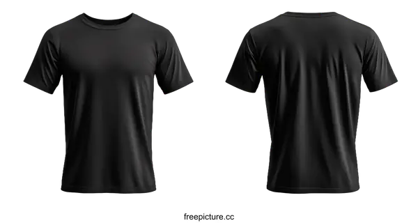 [Transparent Background PNG]Blank Black T-Shirt Mockup Front and Back View
