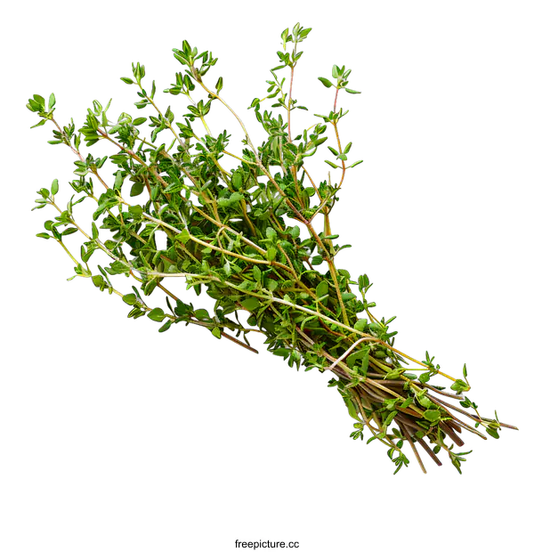 [Transparent Background PNG]Fresh Thyme Sprigs on White Background
