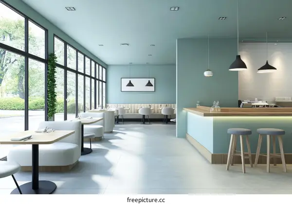 Modern Cafe Interior Design Rendering