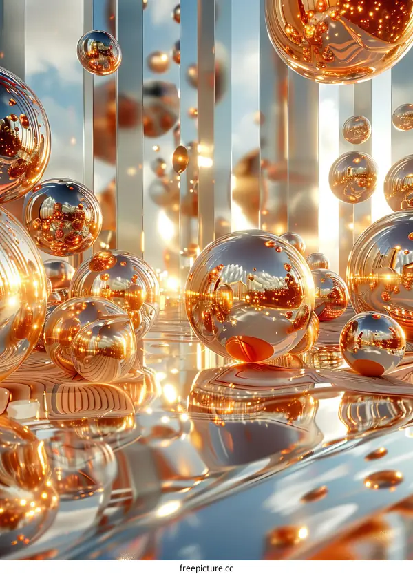 Abstract Golden Sphere Artistic Design