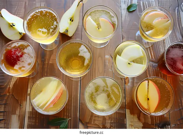 Apple Cider Cocktail Drinks With Apple Slices