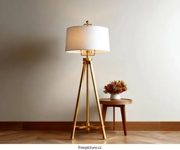 Modern Gold Tripod Floor Lamp Interior Decor