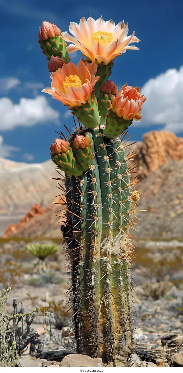 Cactus Blooming In The Desert