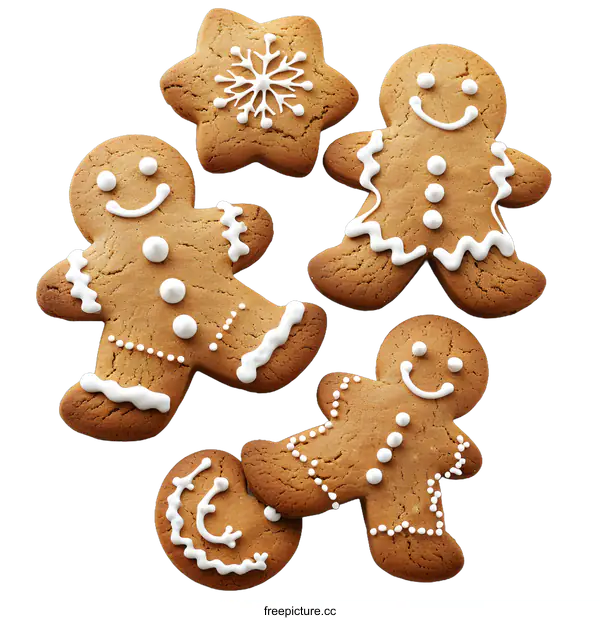 [Transparent Background PNG]Gingerbread cookies on white background