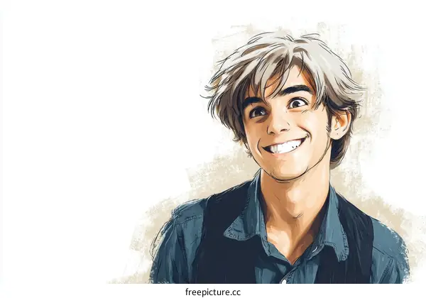 Smiling Caucasian Man Portrait Illustration