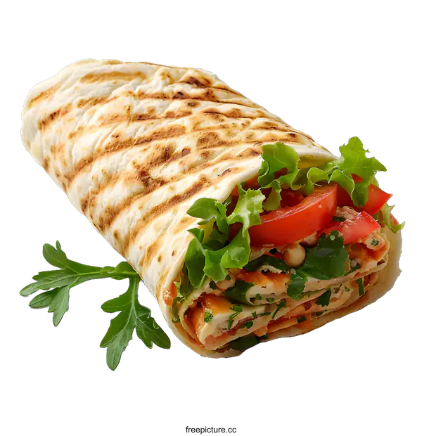 [Transparent Background PNG]A delicious and healthy wrap with fresh vegetables