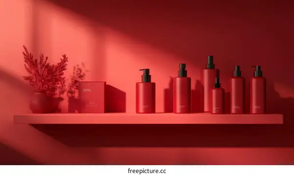 Red Cosmetic Product Packaging Mockup