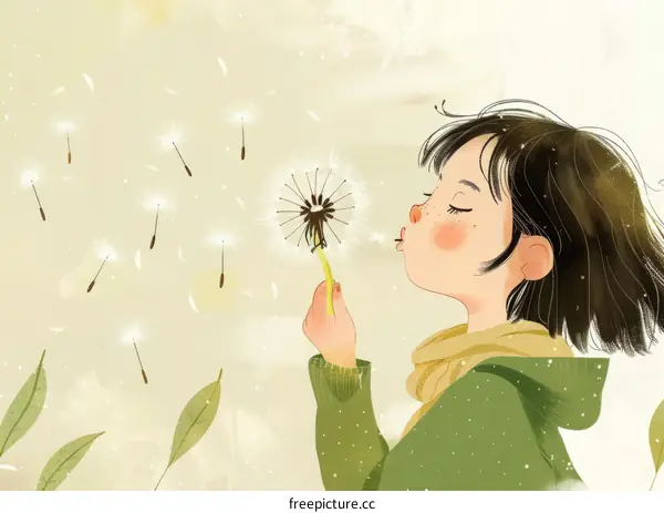 Little Girl Blowing Dandelion Seeds: A Moment of Hope and Joy