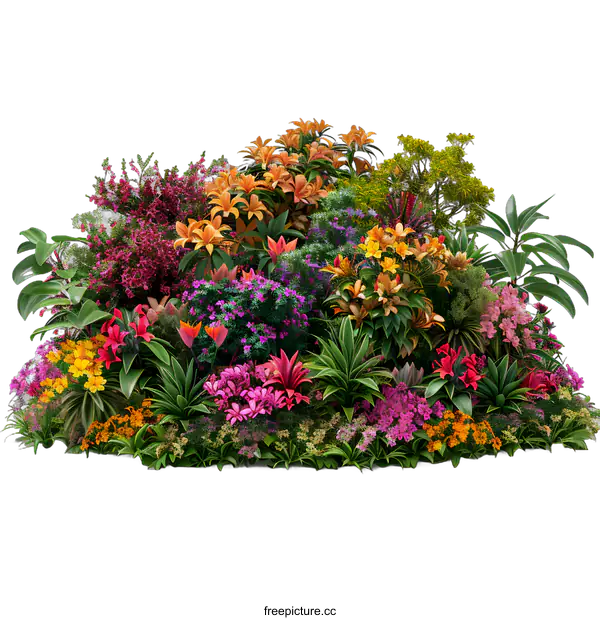 [Transparent Background PNG]Colorful Flowerbed with Various Flowers