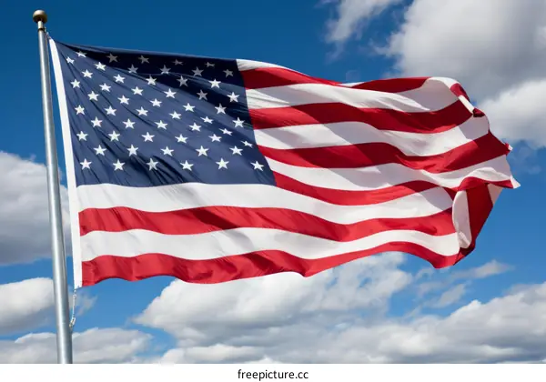 American flag waving in the wind