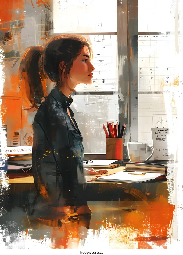 Woman in the Workplace  - Creative Work in an Office Setting