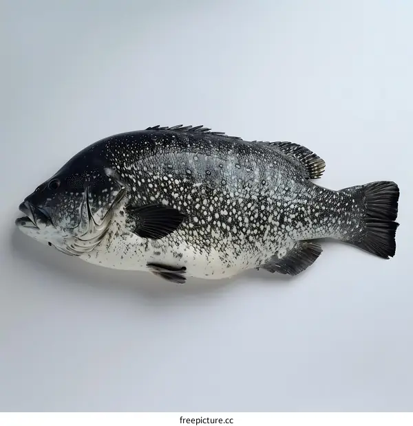 Fresh Black Spotted Fish on White Background