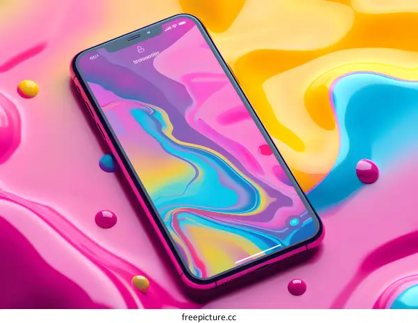 Abstract Phone Background With Colorful Swirls