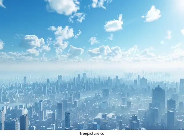 Futuristic City with Skyscrapers Piercing the Heavens