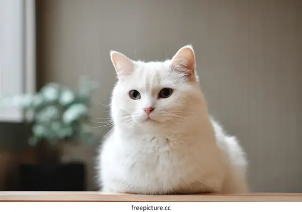 Close-up of a Beautiful White Cat