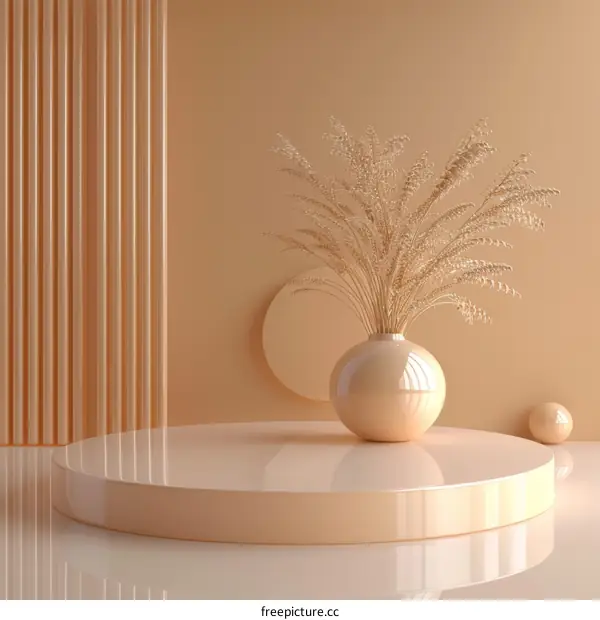 Beige Minimalist Product Display with Dried Flowers
