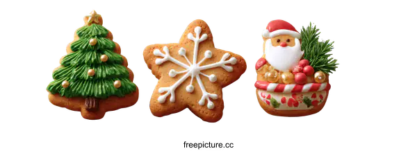 [Transparent Background PNG]Christmas cookies decorated with frosting