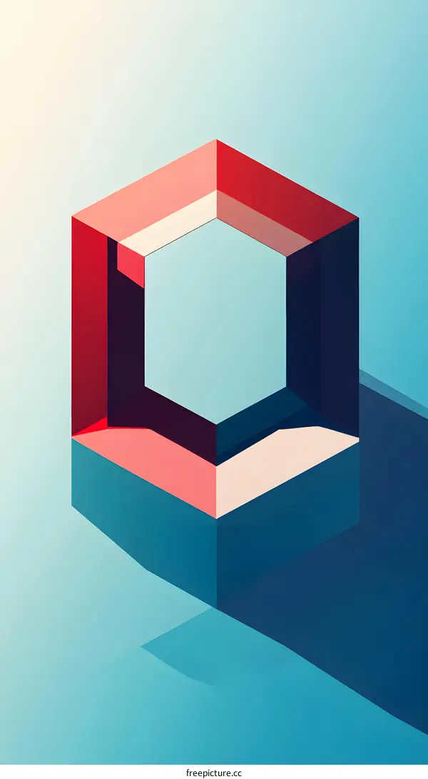 Abstract Geometric Shape with Red and Blue Colors