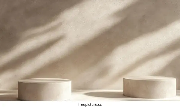 Beige Display Podium With Natural Light