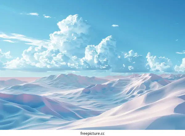 Picturesque Desert Landscape with Rolling Dunes and Serene Blue Sky