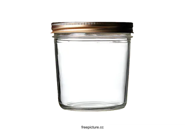 [Transparent Background PNG]Empty Glass Jar with Metal Lid