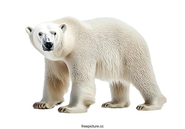 [Transparent Background PNG]Majestic Polar Bear Portrait on White Background