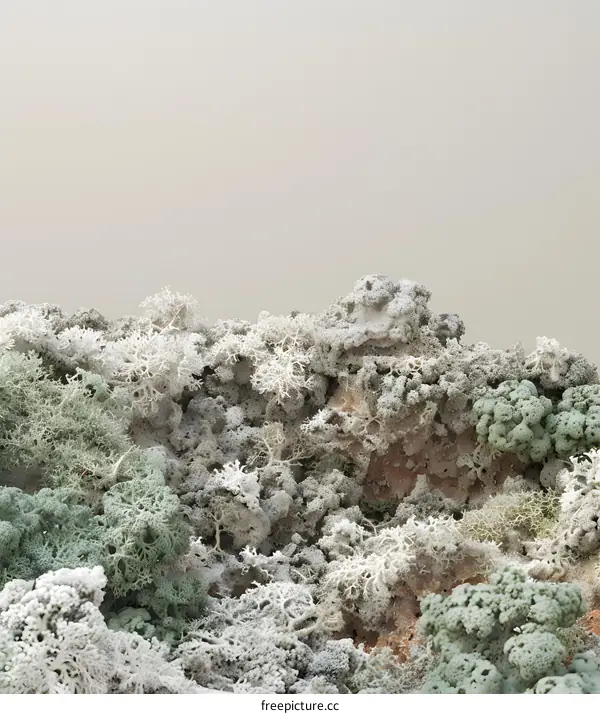 Close Up of White and Green Lichen