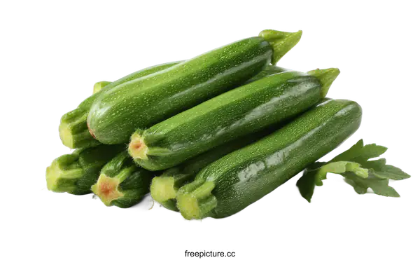 [Transparent Background PNG]Fresh Green Zucchini Vegetables Isolated on White Background