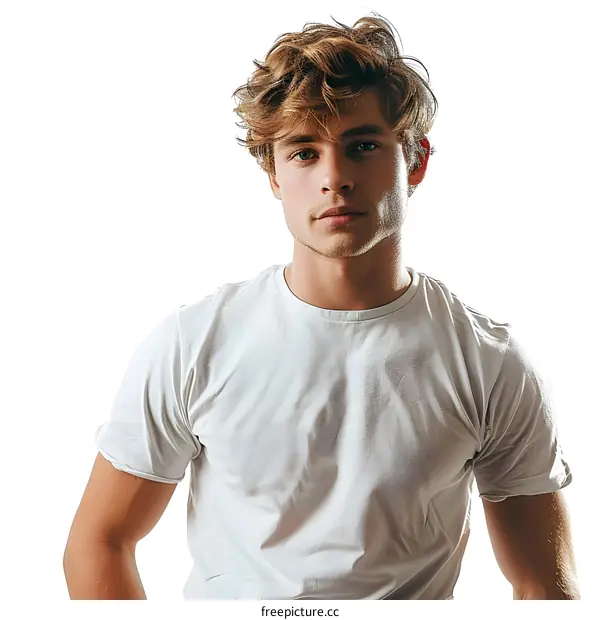 Handsome Young Man in a White T-Shirt