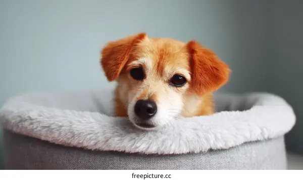 Adorable Dog Relaxing in Cozy Pet Bed
