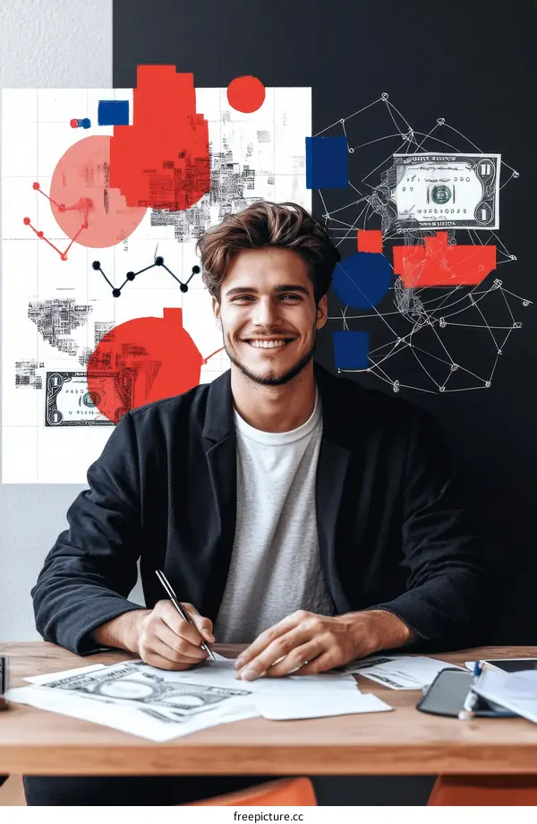 Businessman Working with Creative Visualizations