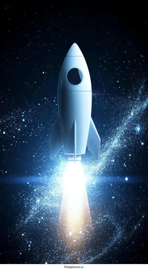 Rocket Launch into the Cosmos Illustration