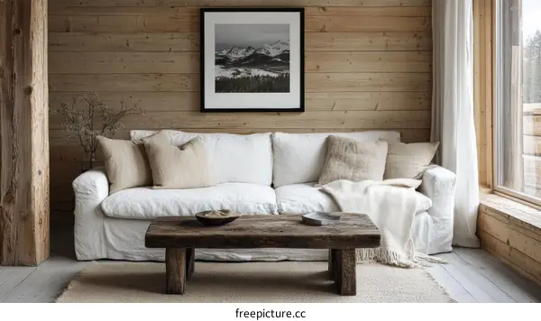 Cozy Scandinavian Living Room with Natural Wood Accents