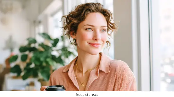 Woman Enjoying Coffee by the Window