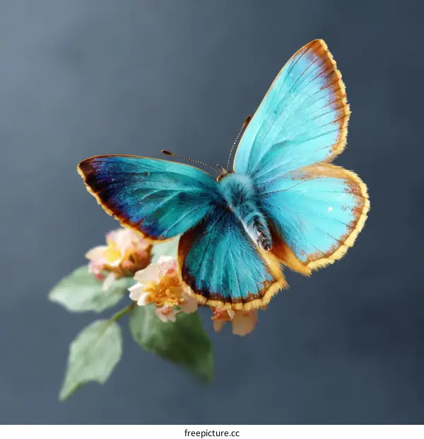 Stunning Blue Butterfly on Delicate Flowers