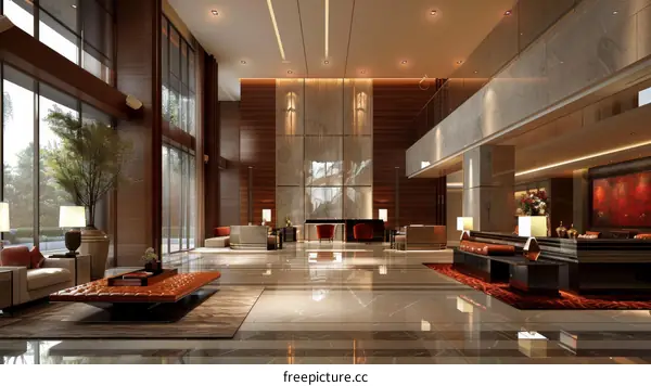 Modern Luxurious Hotel Lobby Design Illustration