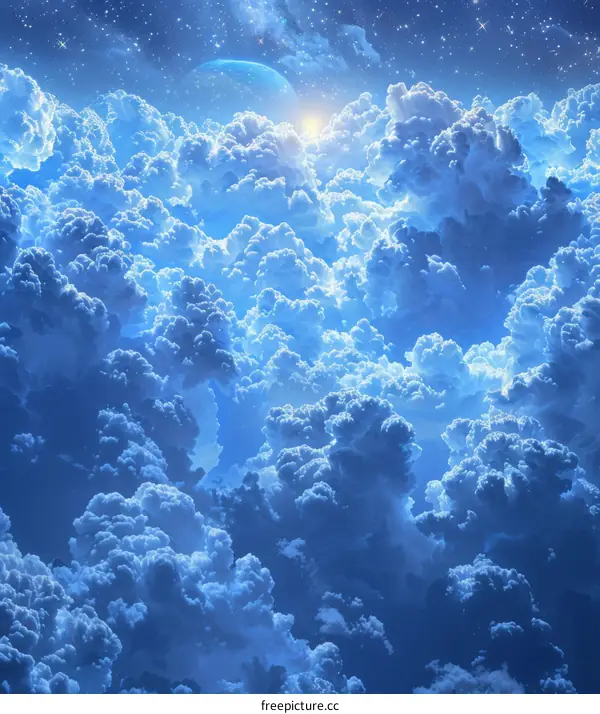 A beautiful landscape of a blue sky filled with clouds
