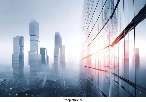 Modern City Skyline with Glass Buildings