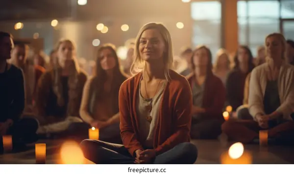 Meditation Workshop with a Group of People Sitting Cross-legged on the Floor