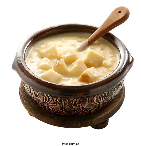 [Transparent Background PNG]Potato and Cheese Soup in a Bowl