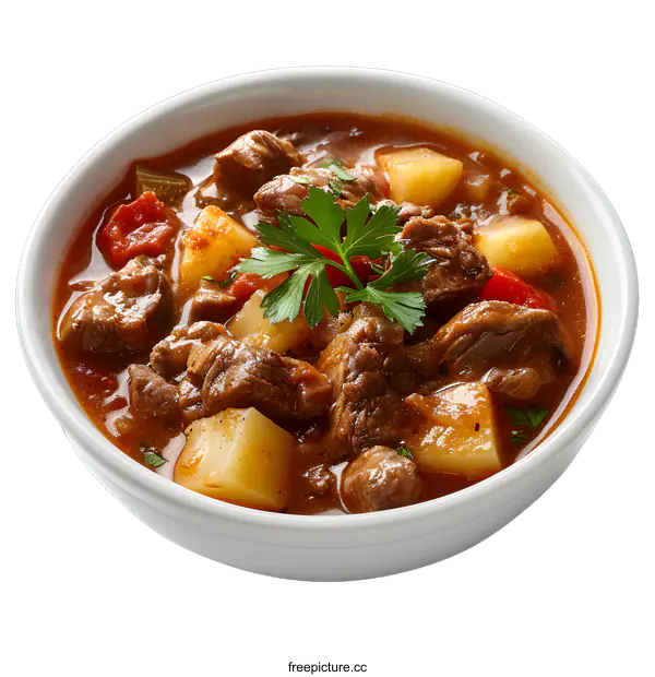 [Transparent Background PNG]Bowl of beef stew with potatoes and carrots