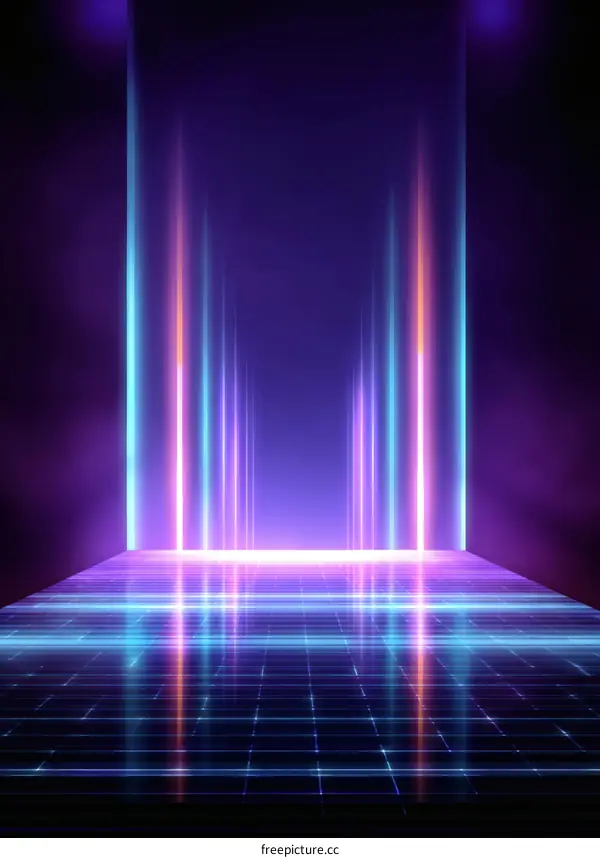 Neon Light Stage Abstract Background