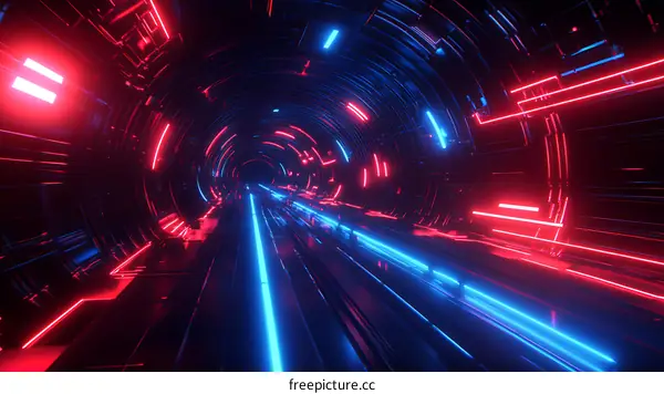Neon Tunnel Futuristic Sci-Fi Corridor
