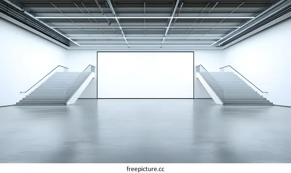 Modern Minimalist Interior Design With Empty Wall For Display