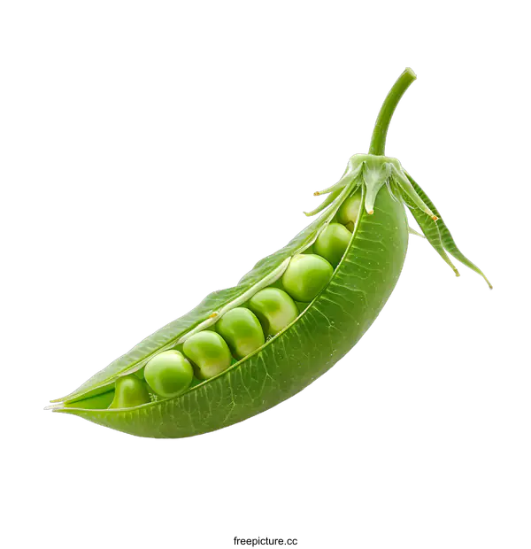 [Transparent Background PNG]Fresh Green Pea Pod Close Up Isolated on White Background